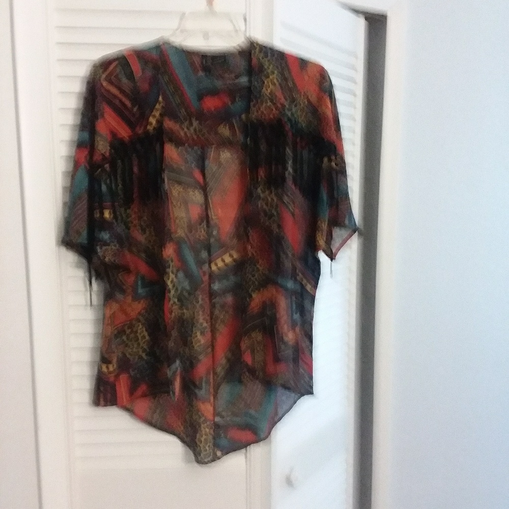 Boho Fringed Multi Print Open Cardigan - image 1